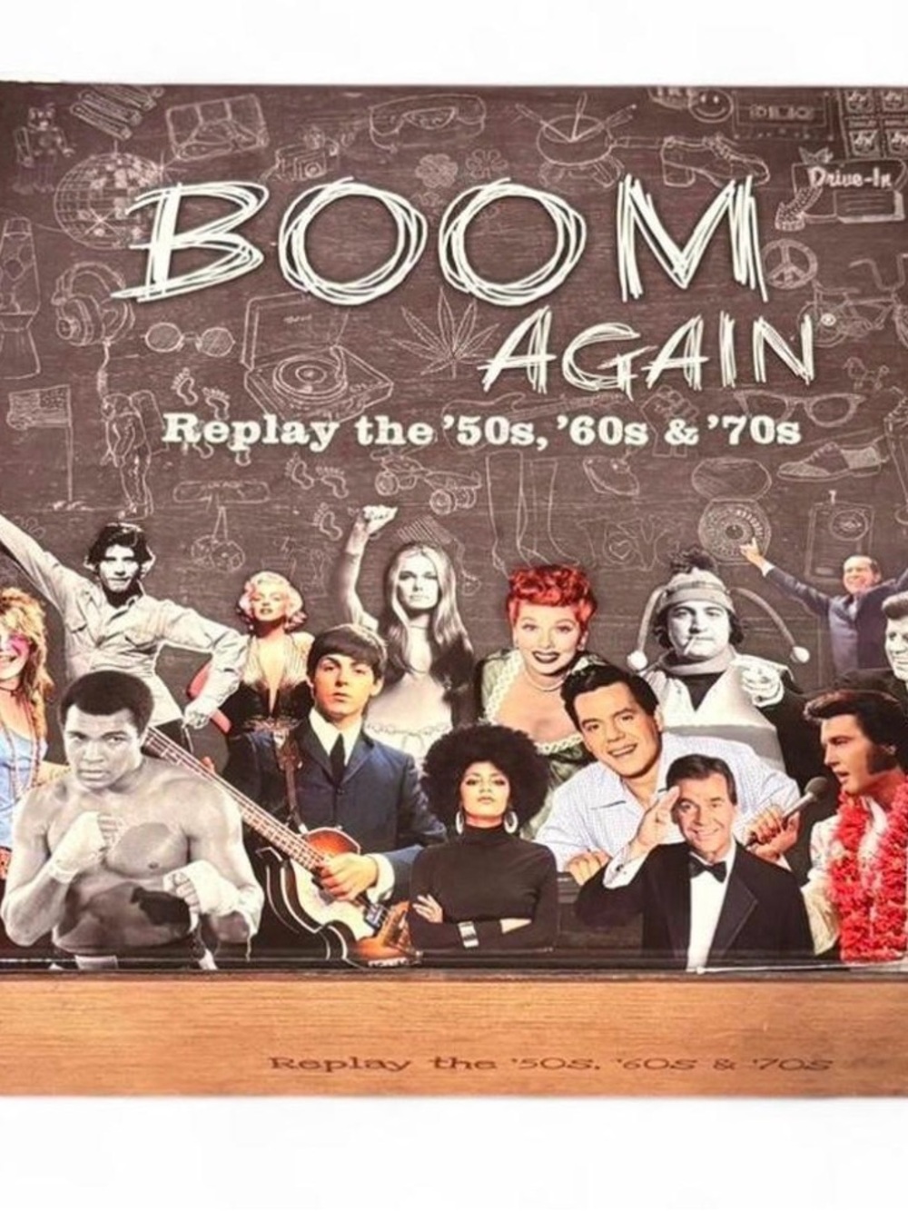Boom Again Vintage Music Box Art Poster - Brown & Cream